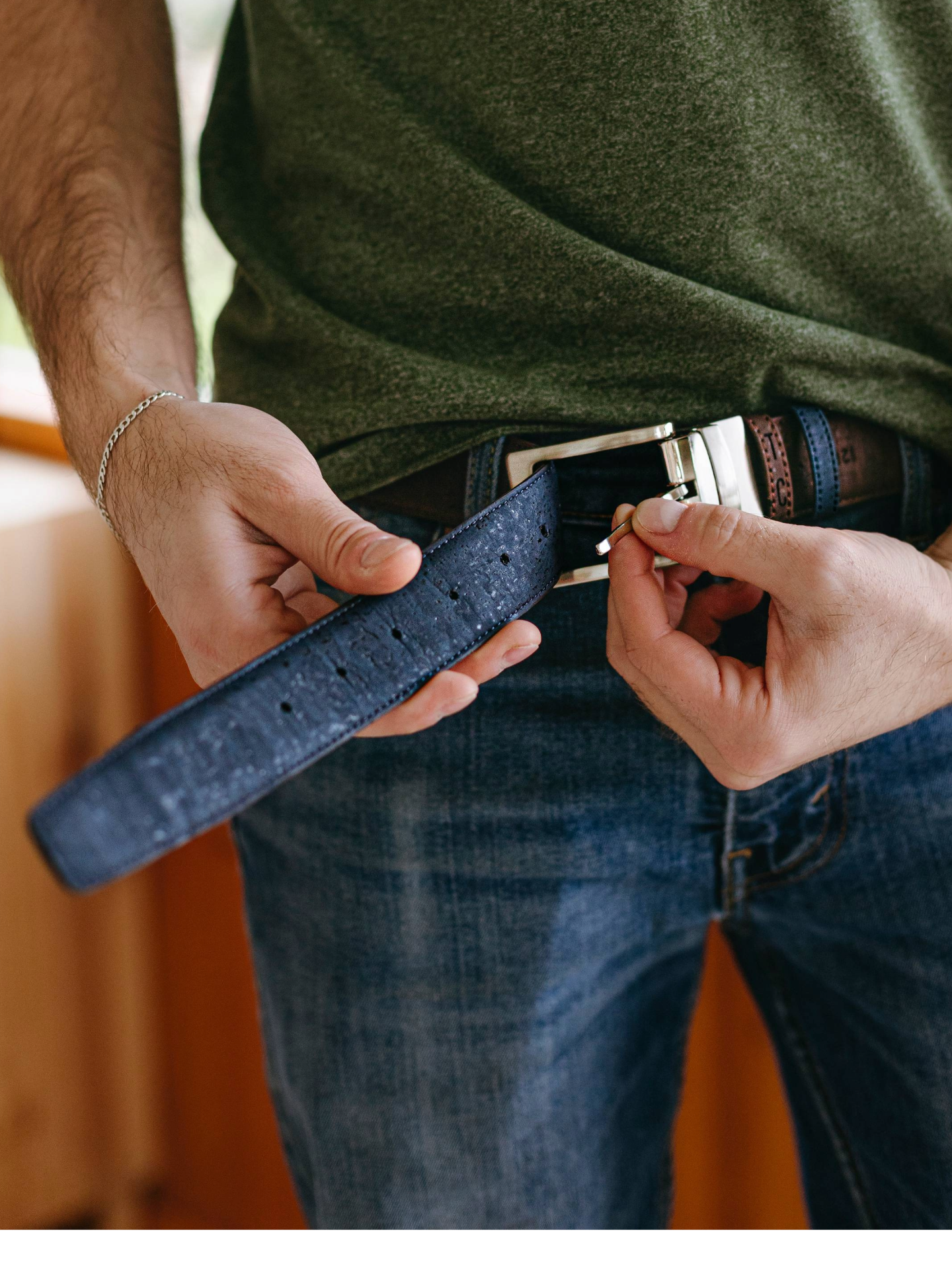 Cork Reversible Men's Belt (Brown/Navy)