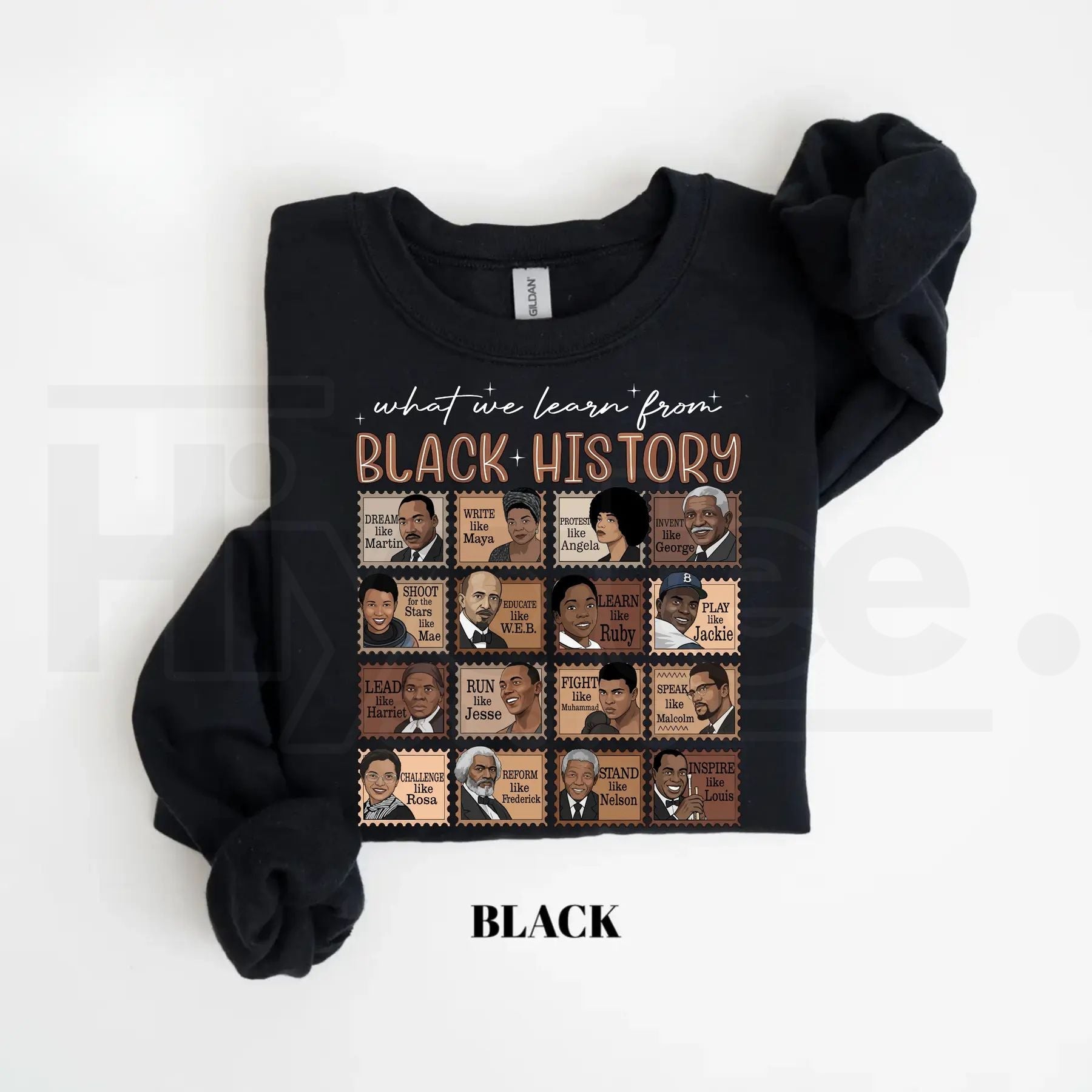 What We Learn From Black History Sweatshirt: Black History Month Pride Crewneck Hiyatee