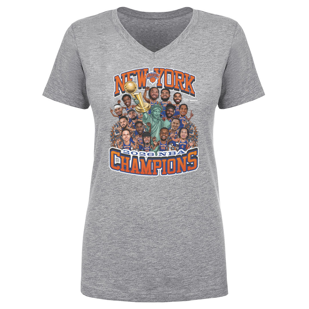New York Knicks NBA Finals 2026 Champions Caricature WHT 500 LEVEL