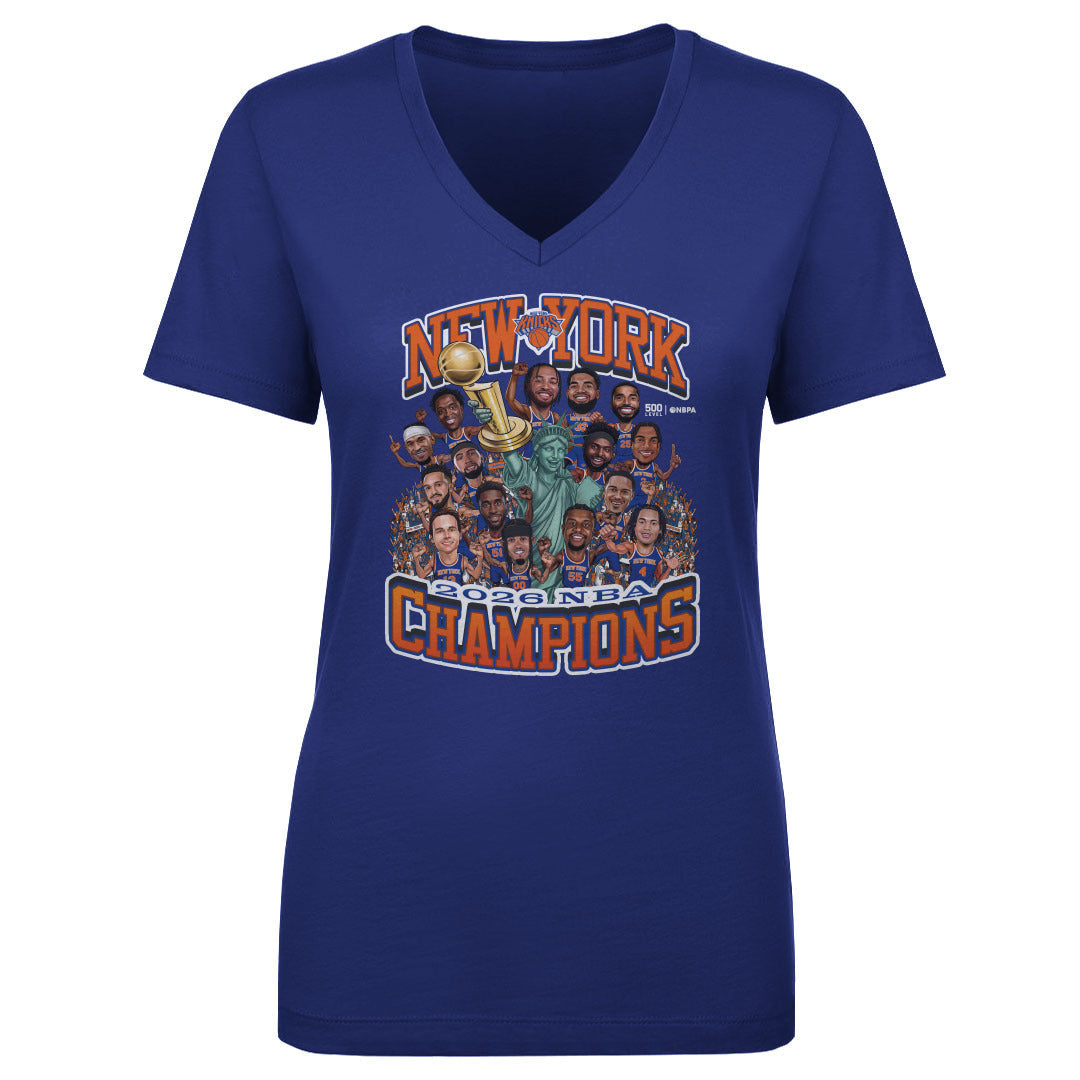 New York Knicks NBA Finals 2026 Champions Caricature WHT 500 LEVEL