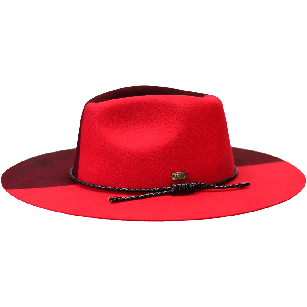 Men's Wool Felt Fedora Hat Flat Wide Brim