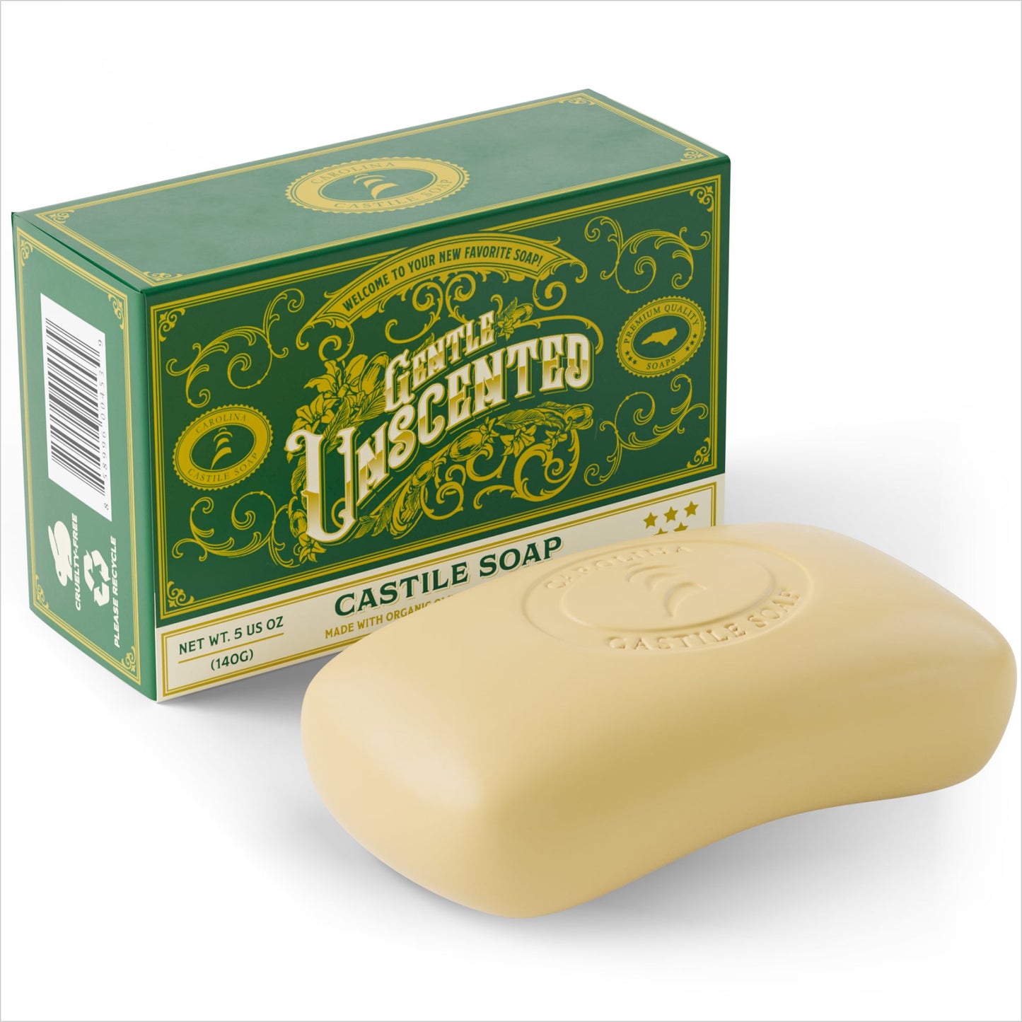 Castile Bar Soap - Gentle Unscented Carolina Castile Soap