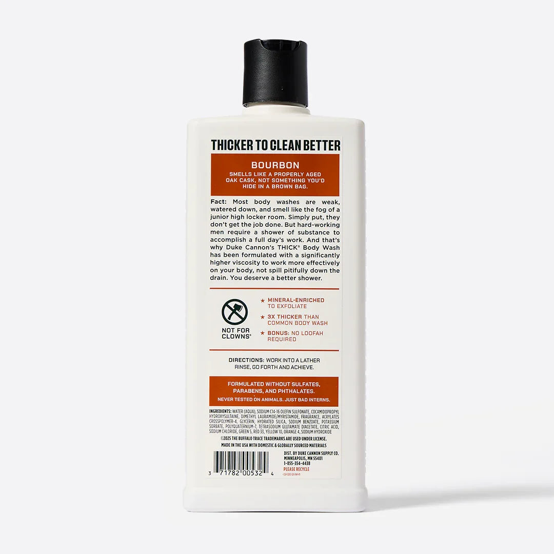 Buffalo Trace Bourbon Thick Body Wash | Duke Cannon Rust & Cinder