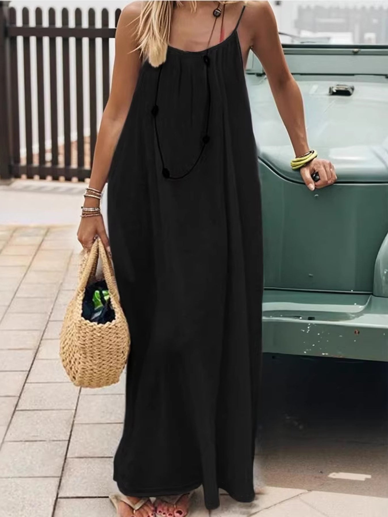 Full Size Backless Scoop Neck Maxi Dress Plus Size Shopimist