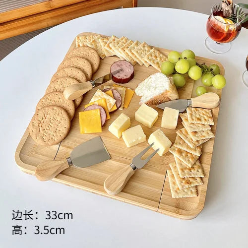 Cheese Plate Suit Snack Plate Platter Bread Board Fruit Dessert Tray Western Food Outdoor Portable Cheese Plate