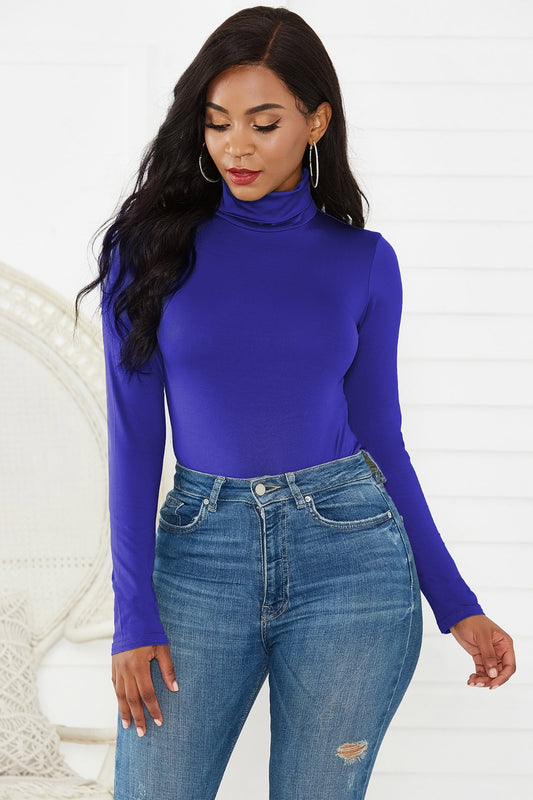 Turtleneck Long Sleeve Bodysuit - FashionMojos.com