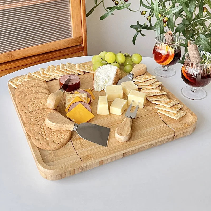 Cheese Plate Suit Snack Plate Platter Bread Board Fruit Dessert Tray Western Food Outdoor Portable Cheese Plate