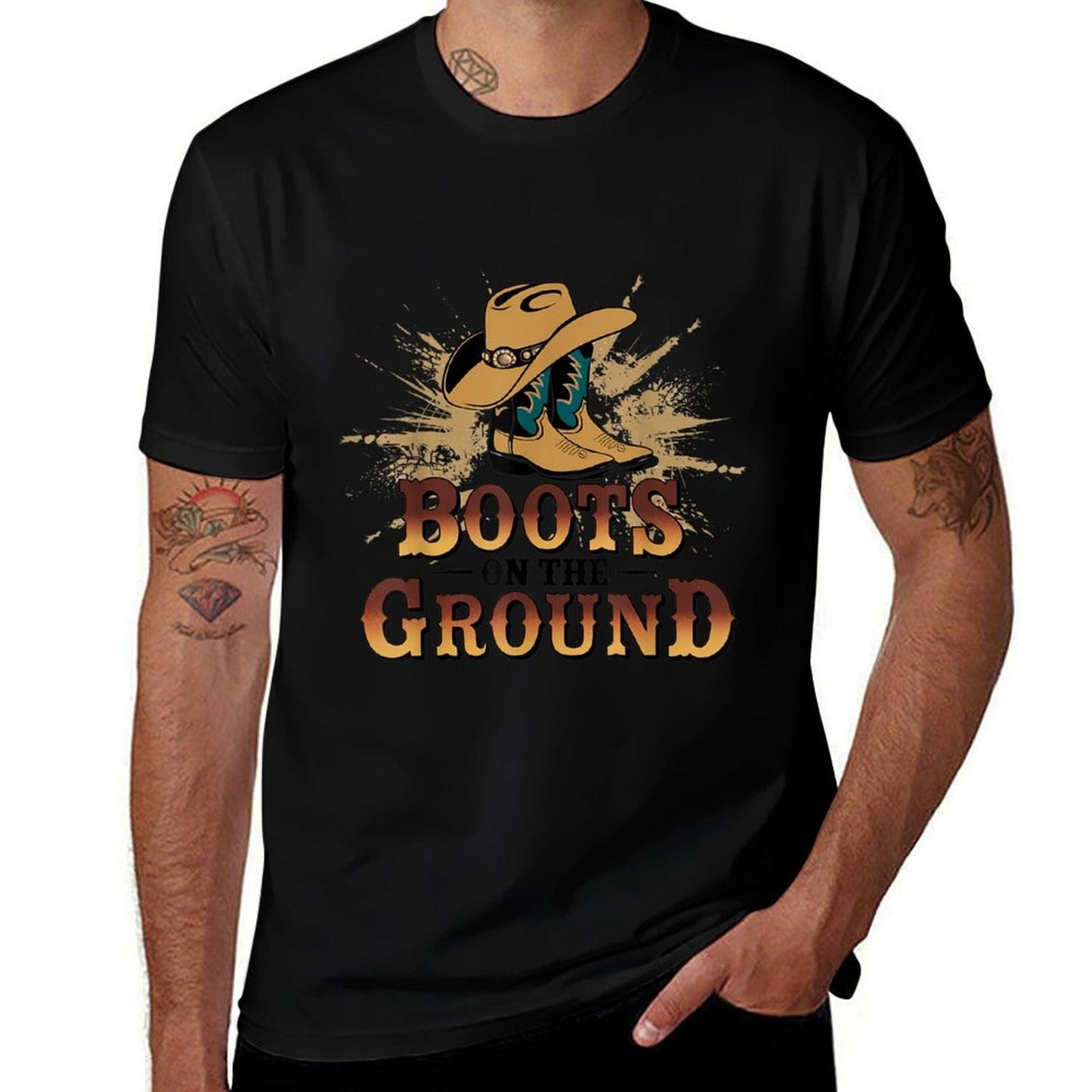 Boots On The Ground Western Cowboy Rodeo Country Eco-friendly Material T-Shirt DOBOER