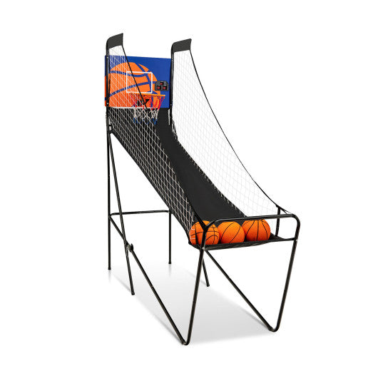 Foldable Single Shot Basketball Arcade Game with Electronic Scorer and Basketballs VYSN