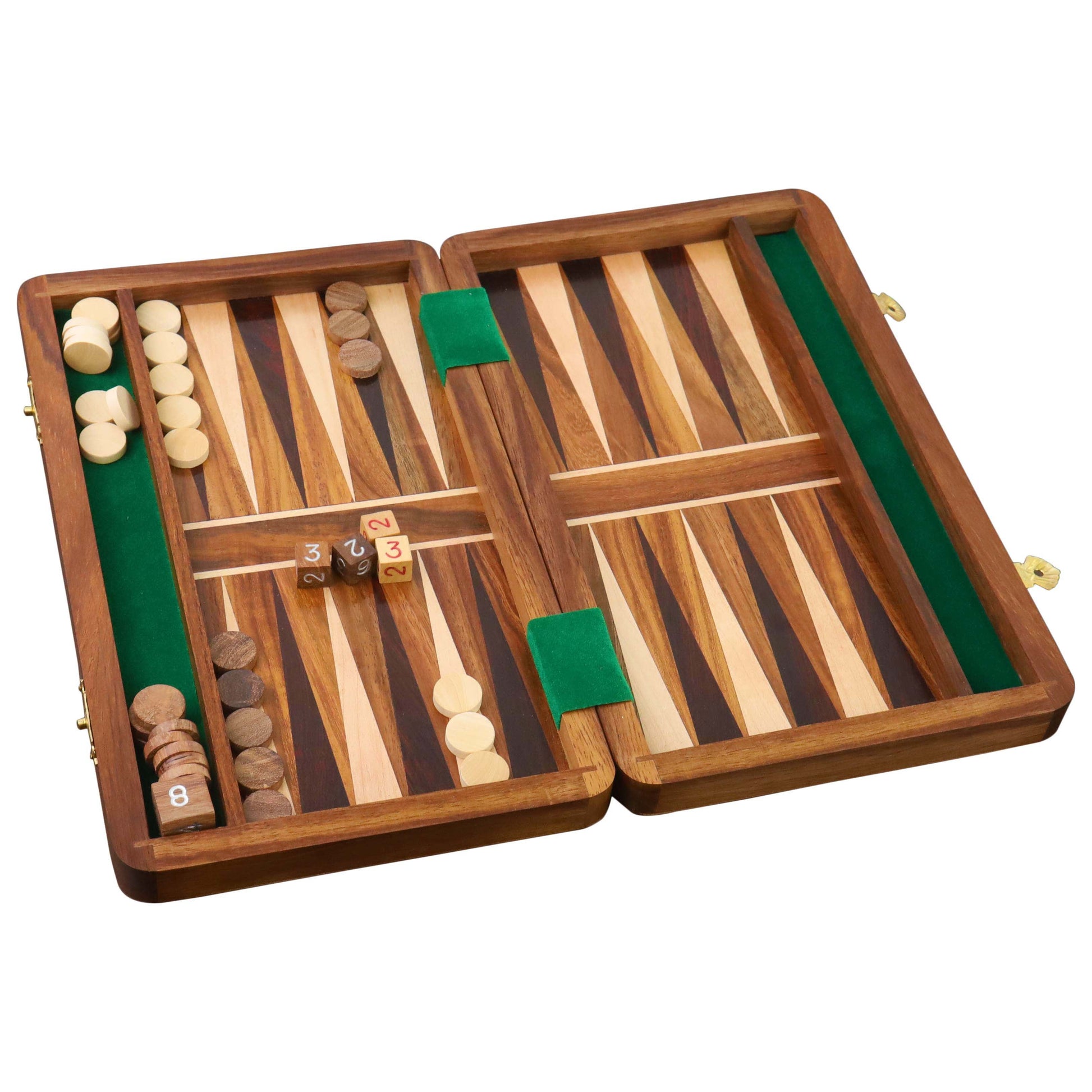 10" Handcrafted Wood Travel Backgammon pieces Set Game Folding Board Royal Chess Mall