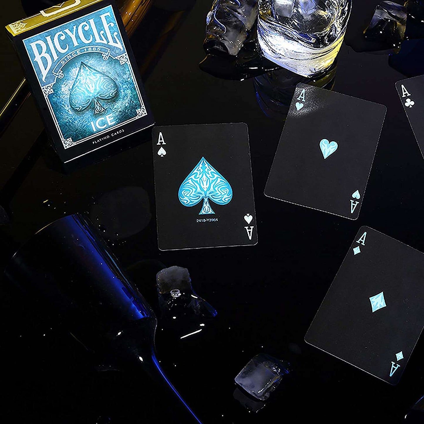 Bicycle Ice Playing Cards – Frozen Cyan & Black Design ClassicDecks
