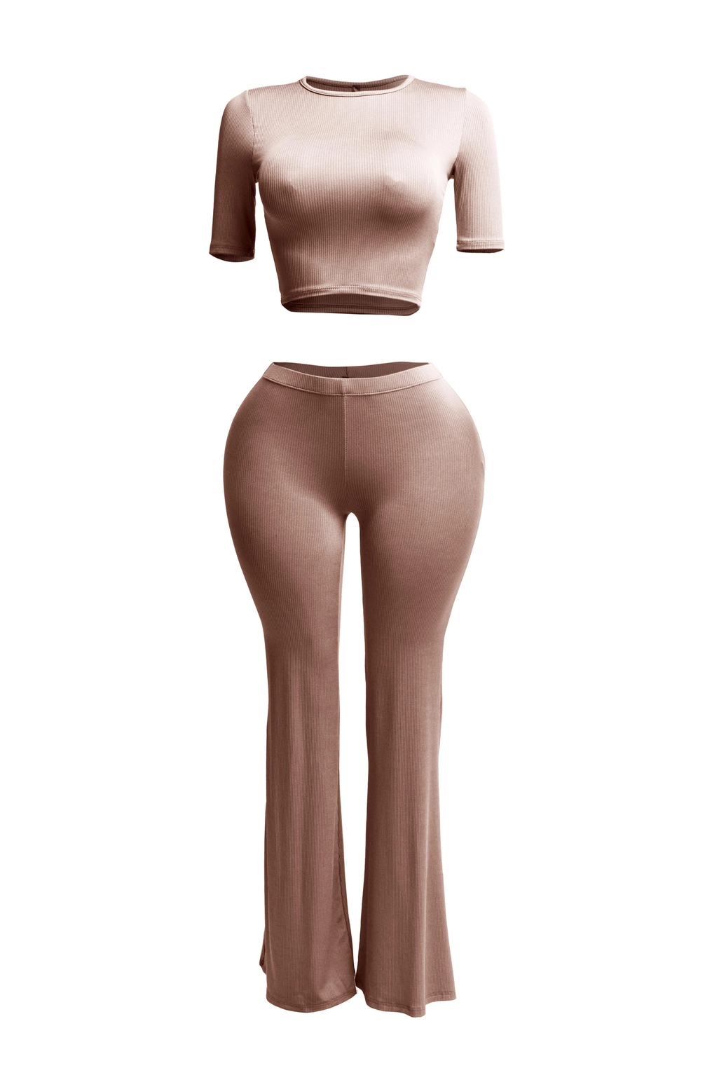 Short Sleeve Crop Top & Flare Pants Set The House of Stylez