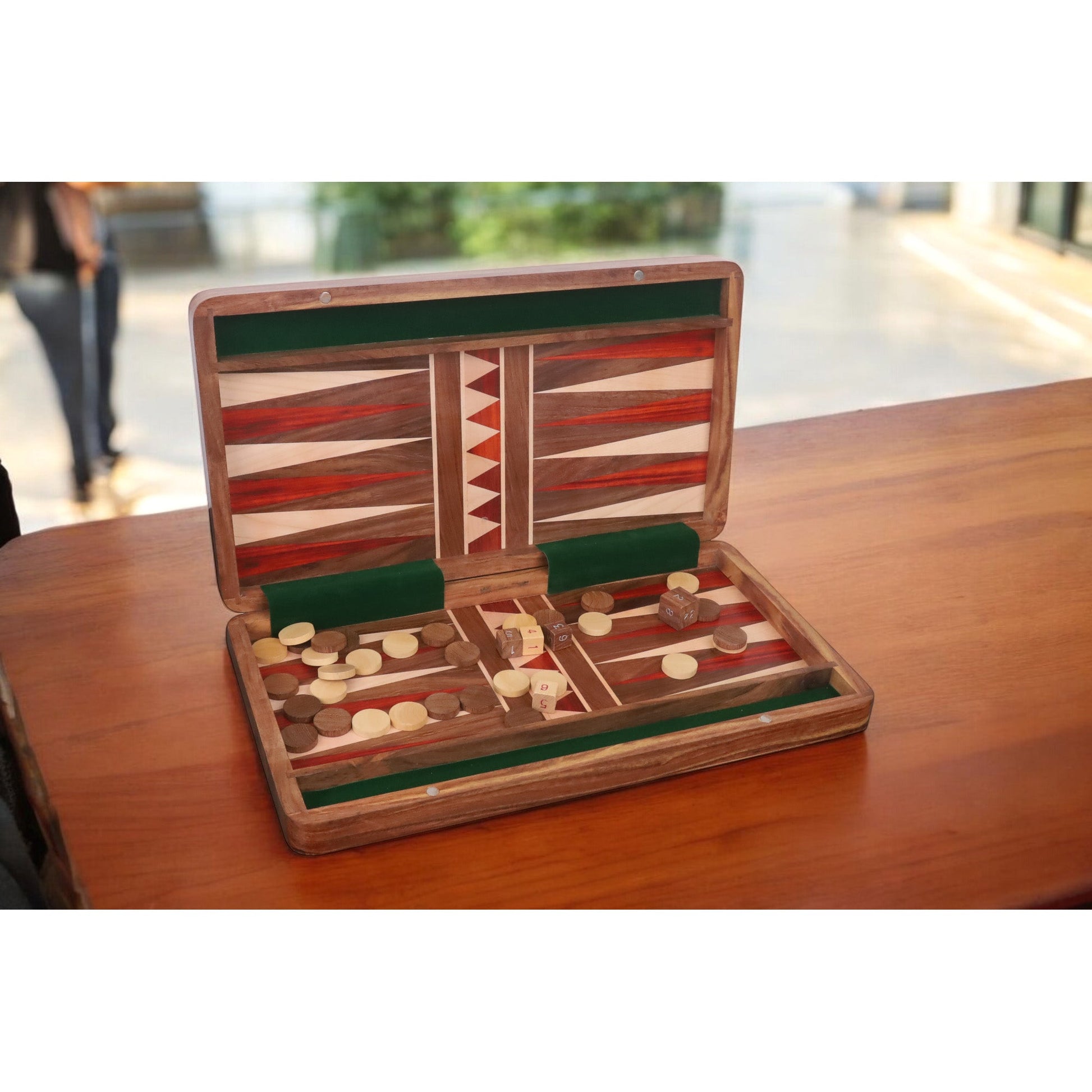 16" Regal Series Luxury Travel Backgammon Set – Golden Rosewood & Bud Rosewood Royal Chess Mall