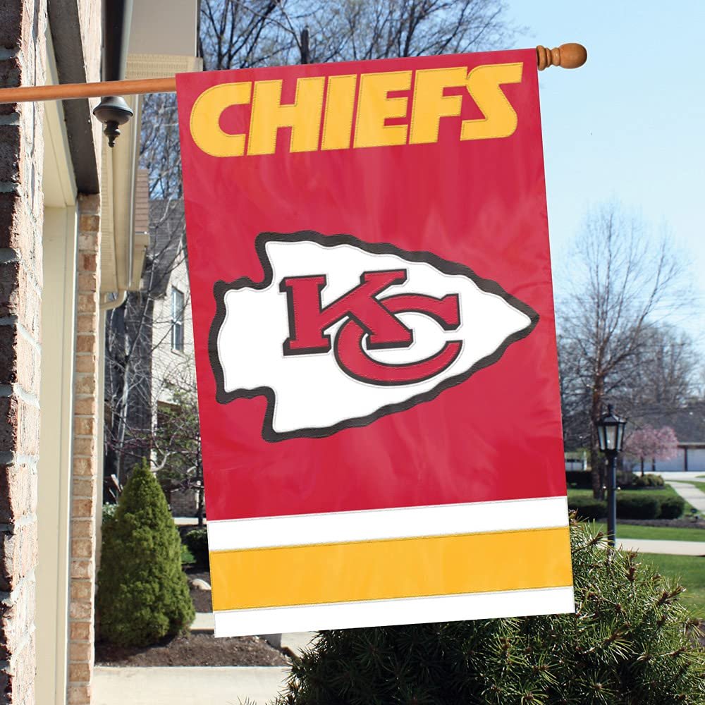 Kansas City Chiefs Premium Double Sided Banner Flag Applique Embroidered 28x44 Inches Fielders Choice