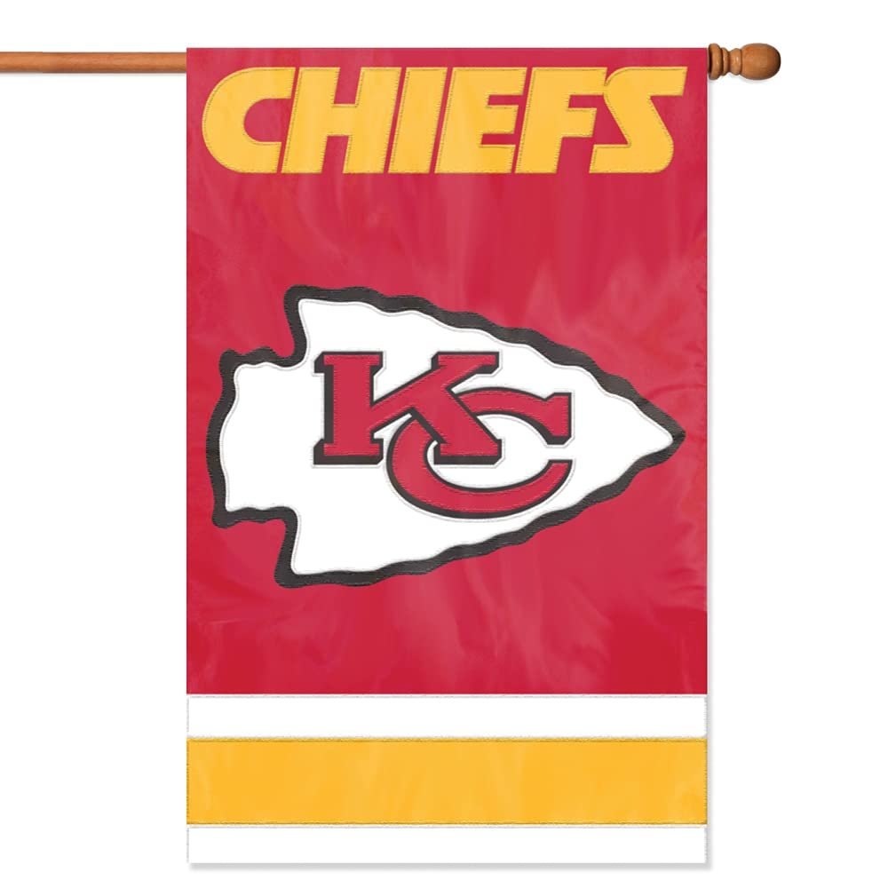 Kansas City Chiefs Premium Double Sided Banner Flag Applique Embroidered 28x44 Inches Fielders Choice