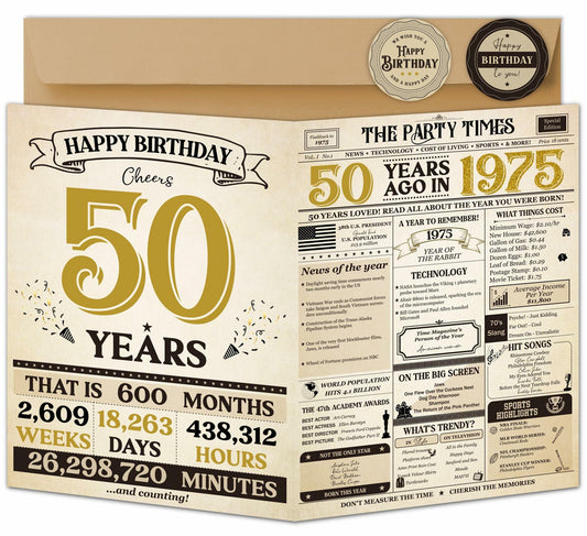Vintage Happy 50th Birthday Card Decorations Gifts for Him Her Men Women Deal US