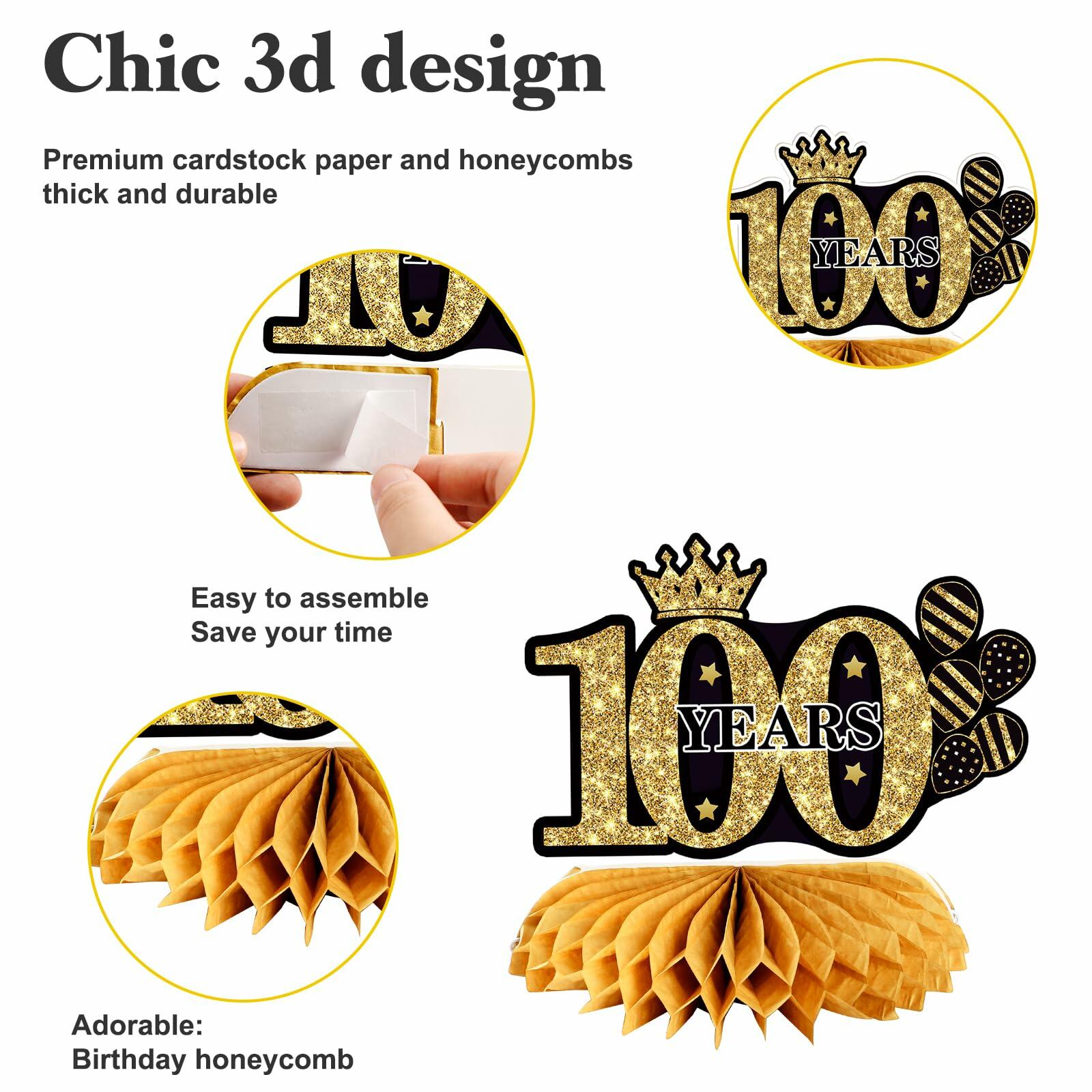 Juesly 50th Birthday Decorations 24PCS Rose Gold Banner Balloons Honeycomb Deal US