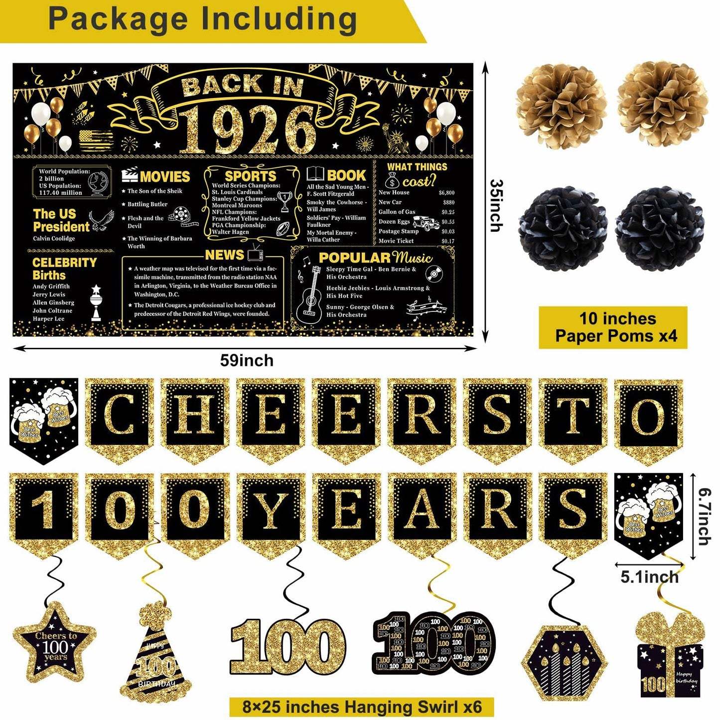 Juesly 50th Birthday Decorations 24PCS Rose Gold Banner Balloons Honeycomb Deal US