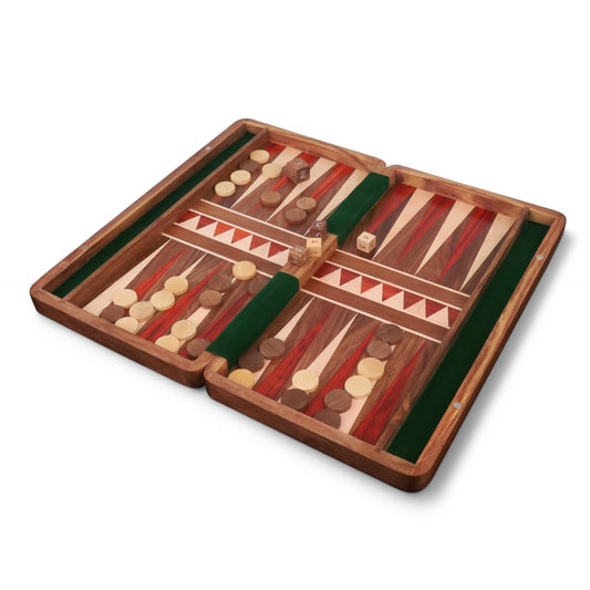 16" Regal Series Luxury Travel Backgammon Set – Golden Rosewood & Bud Rosewood Royal Chess Mall