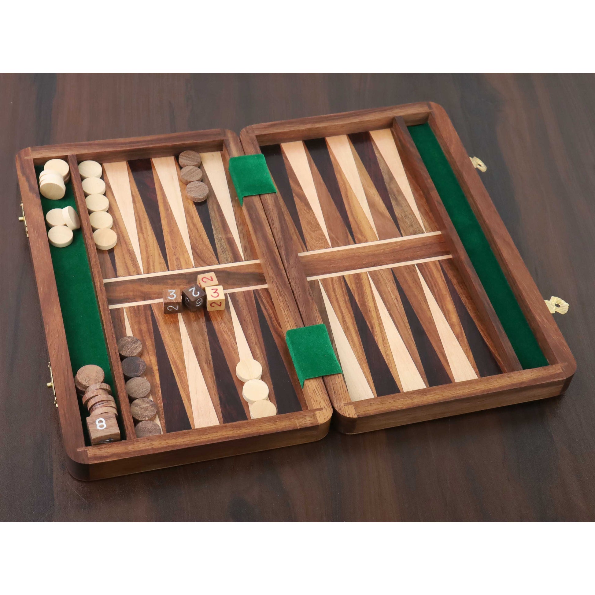 10" Handcrafted Wood Travel Backgammon pieces Set Game Folding Board Royal Chess Mall