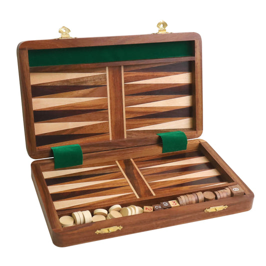 10" Handcrafted Wood Travel Backgammon pieces Set Game Folding Board Royal Chess Mall