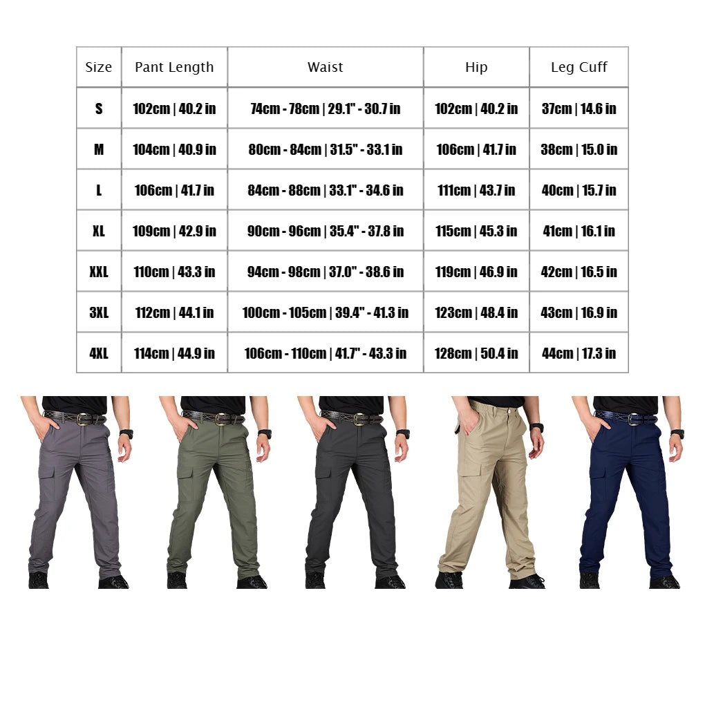 New Multi-Pocket Men Cargo Pants Outdoor Quick Drying Lightweight Sportswear Long Training Overalls Hiking Camping