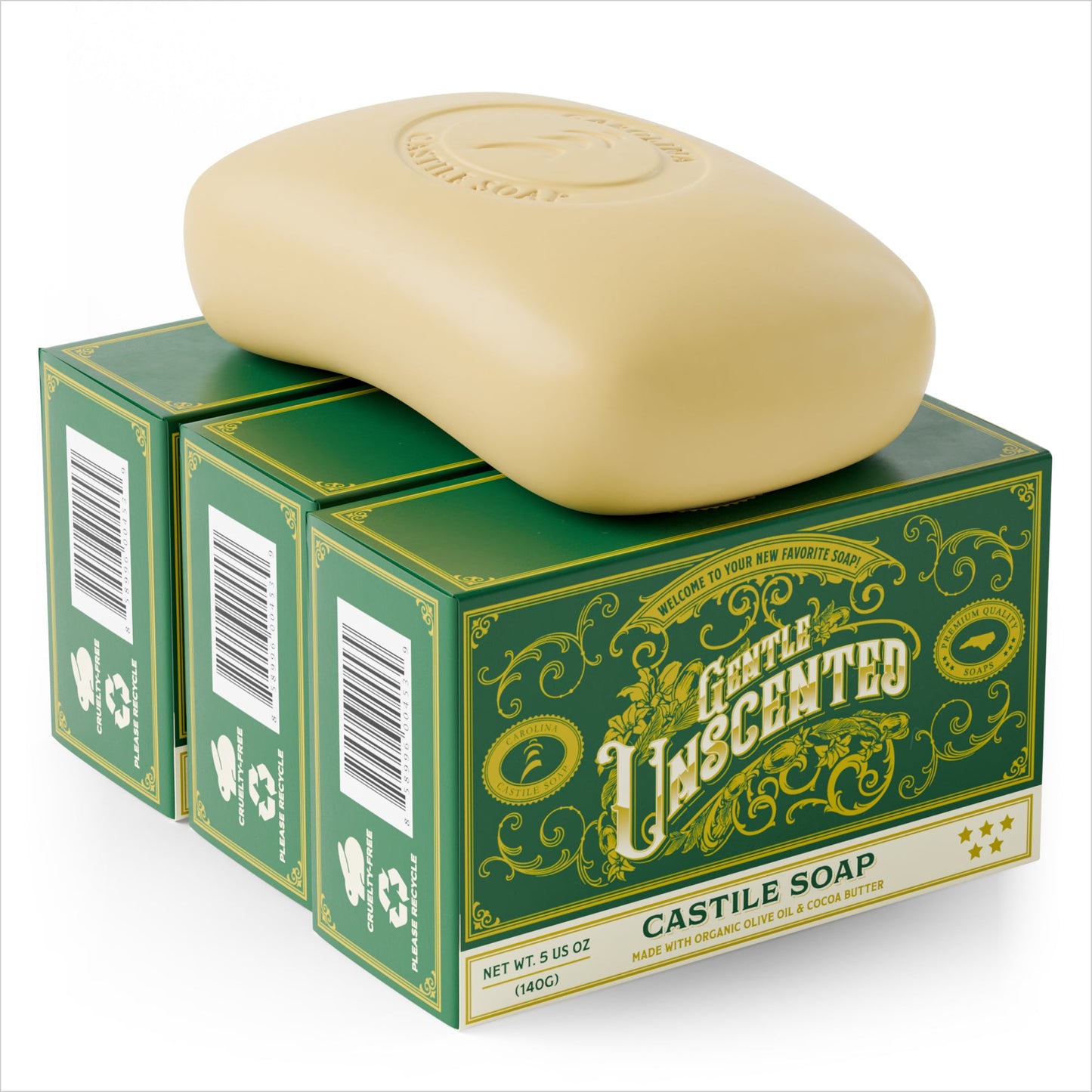 Castile Bar Soap - Gentle Unscented Carolina Castile Soap