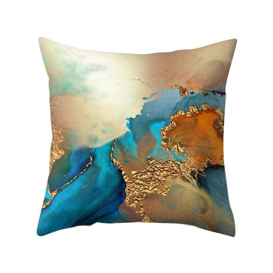 Vintage Art Pillow Print Cushion Cover Sofa Living Room Throw Pillow Covers Blue And Gold Modern Decorative Cushion Covers Charming Decrative Pillowcases Stevvex