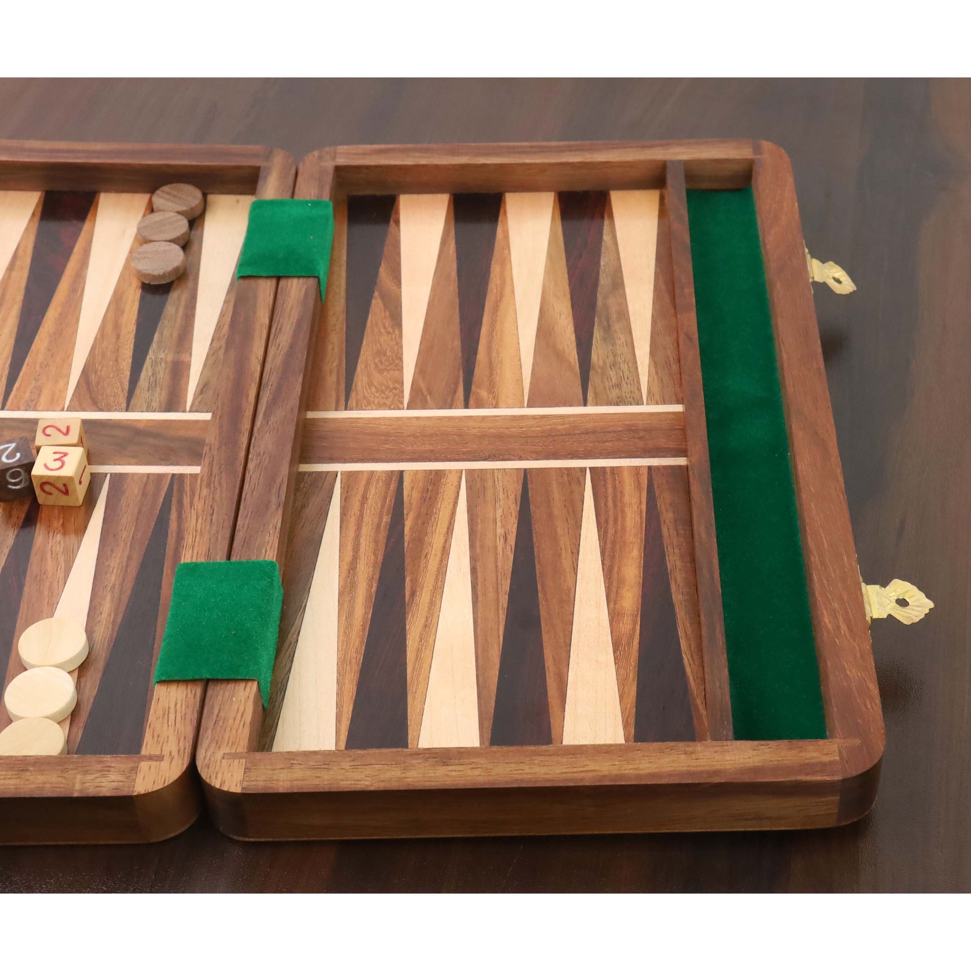 10" Handcrafted Wood Travel Backgammon pieces Set Game Folding Board Royal Chess Mall